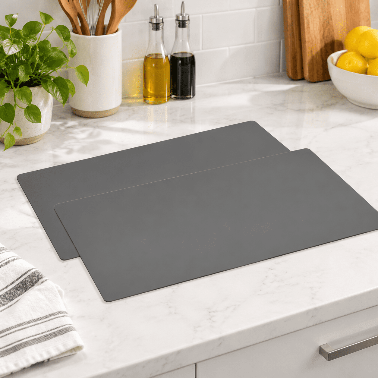 Large Silicone Kitchen Counter Mat, Light Gray, 48