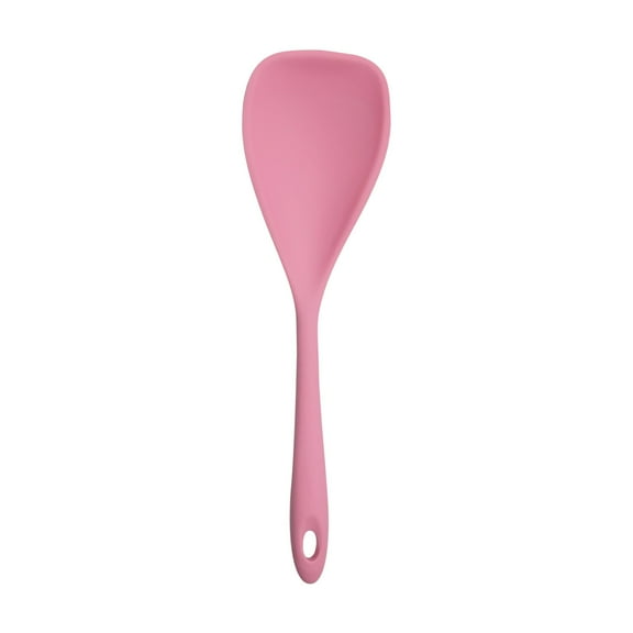 Large Silicone Mixing Spoon, 446℉ Heat Resistant Colored Mixing Spoons with Hanging Loop, Non-stick Basting Spoon for Kitchen Cooking, Mixing, Baking, Serving and Stirring, 1Pc(Pink,11.8x3.6")