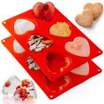 thumbnail image 1 of Large Silicone Mold -Heart Shaped Cake Pan, Ice Cube Trays - 2 Pack - Red, 1 of 7