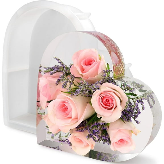 Large Silicone Molds for Resin, 8.3Inch Large Heart Resin Mold, Deep Heart Mold for Flower Preservation Bookend Epoxy Resin Casting DIY Wedding Home Decor