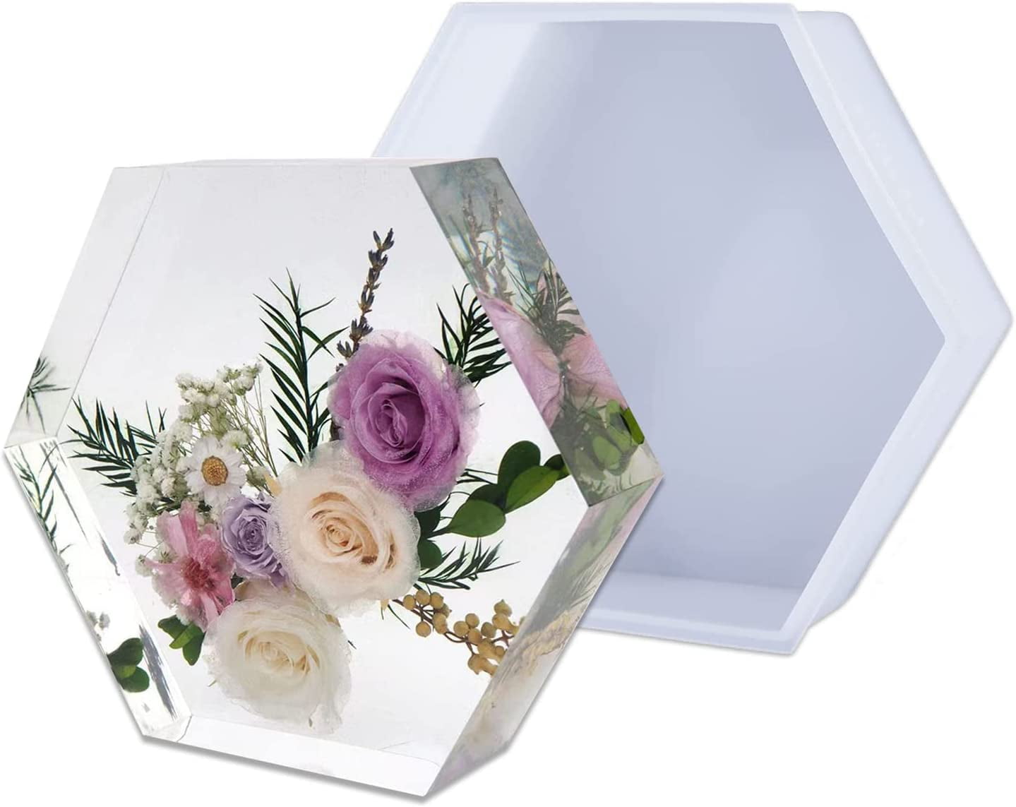 Large Silicone Molds for Resin, Actvty Large Resin Molds, 9 Inch Upgraded Hexagon Silicone Molds for Flowers Preservation, DIY Wedding, Valentine, Anniversary and Home Decors