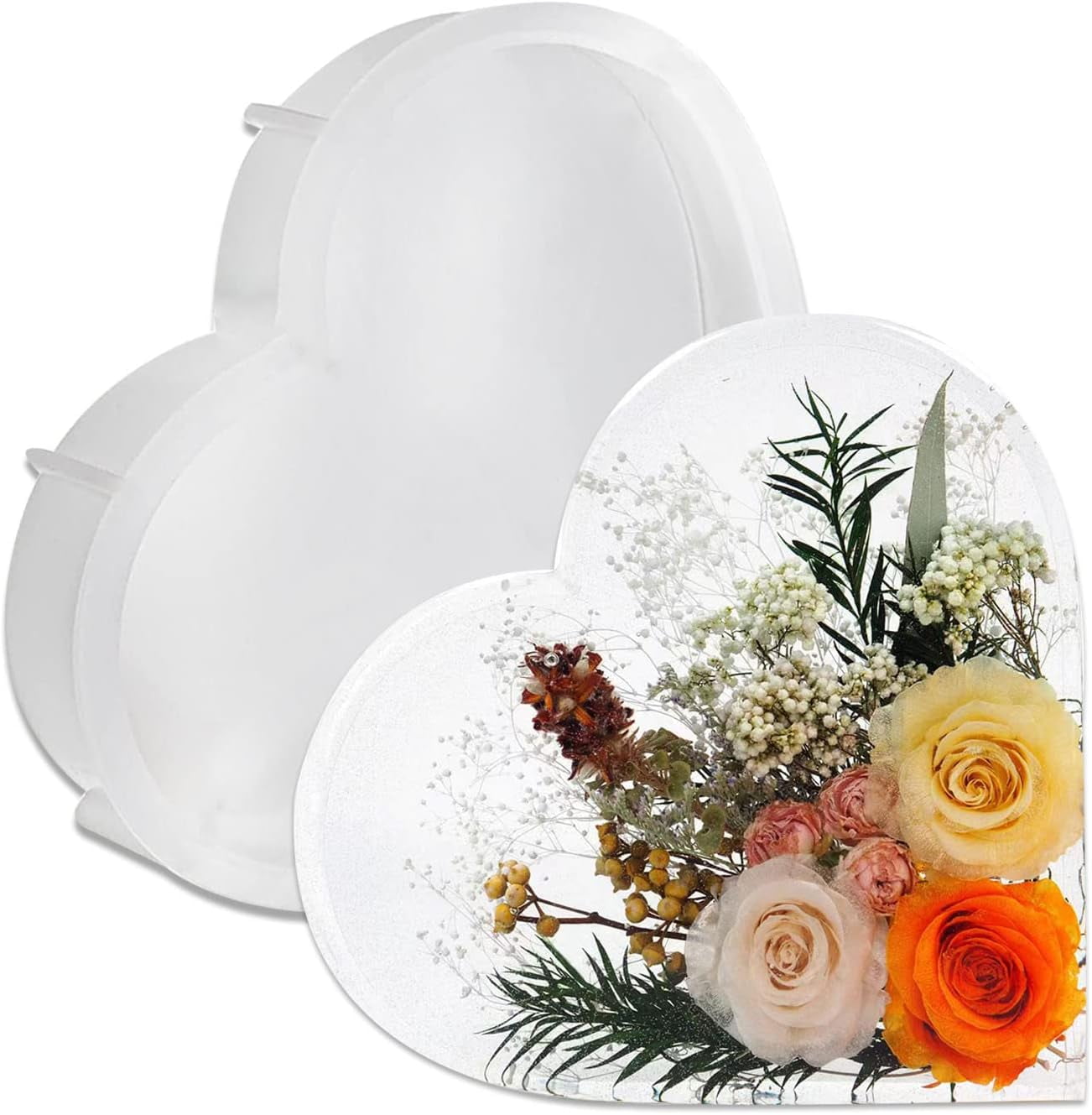 Large Silicone Molds for Resin, Resin Heart Molds 7.3'' x 8.3x 2'', Deep Epoxy Resin Molds for Flowers Preservation,Resin Art, Resin Casting DIY Mold for Wedding,Valentine, Anniversary