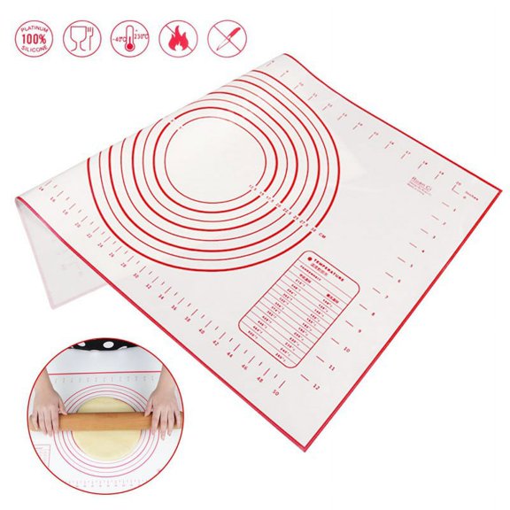 Large Silicone Pastry Mat Extra Thick Non Stick Baking Mat with Measurement Fondant Mat, Counter Mat, Dough Rolling Mat, Oven Liner, Pie Crust Mat(16''(W)24''(L))