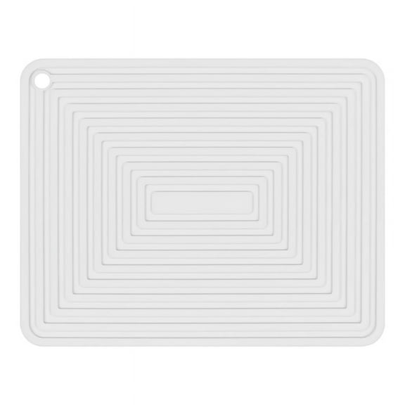 Large Silicone Pot Holder Square Thick Heat Insulation Pad Non-Slip Corrugated Kitchen Table Mat(White)
