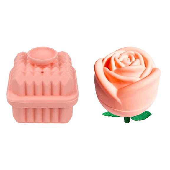 Large Silicone Rose Shaped Ice Tray, 2 Inch Square Ice Mold - Flexible Easy Release Freezing Tray for Home Bar Drinks and Cocktail (G*1+L*1)