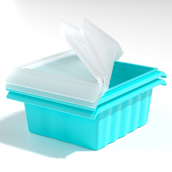 Large Silicone Soup Freezer Tray with Lid, 1/2/3/4 Cup Portioned Food Prep Containers, Stackable Freezer Mold for Soup, Broth, and Baby Food Storage, BPA-Free Silicone Ice Cube Tray, 4-Pack