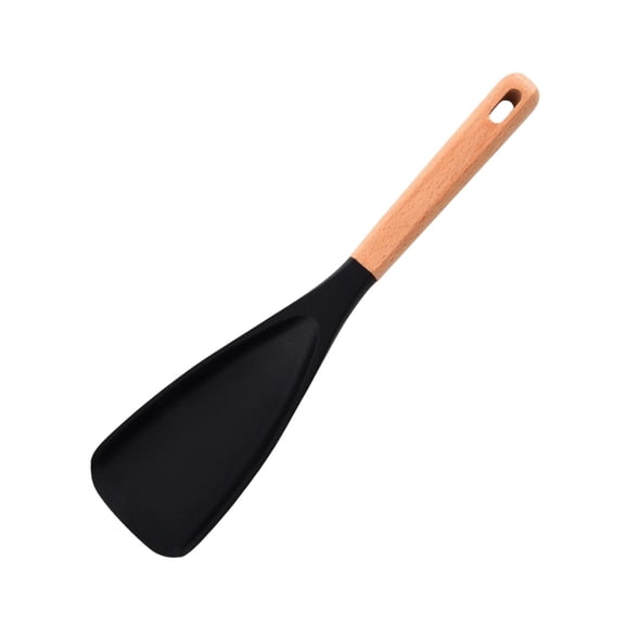 Large Silicone Spatula with Wooden Handle, Heat Resistant Turner for Non-Stick Cookware, Kitchen Flipper for Eggs, Pancakes, and Salad