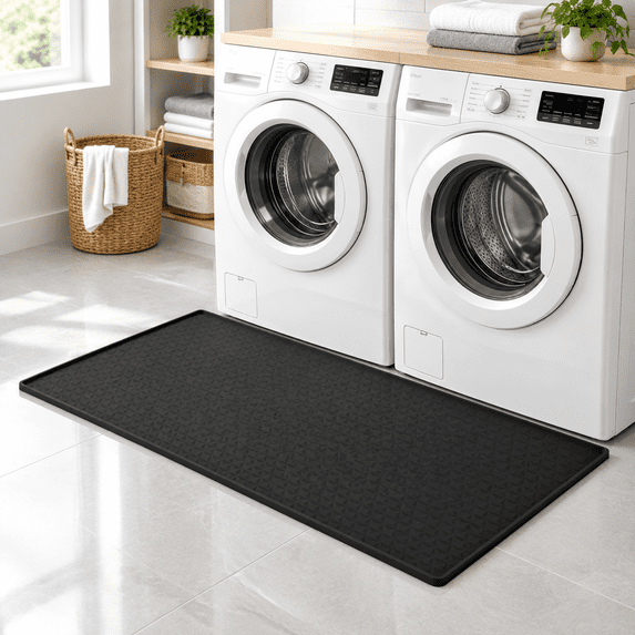 Large Silicone Washing Machine Drain Pan, Black, 54 x 27.5 Inch Non ...