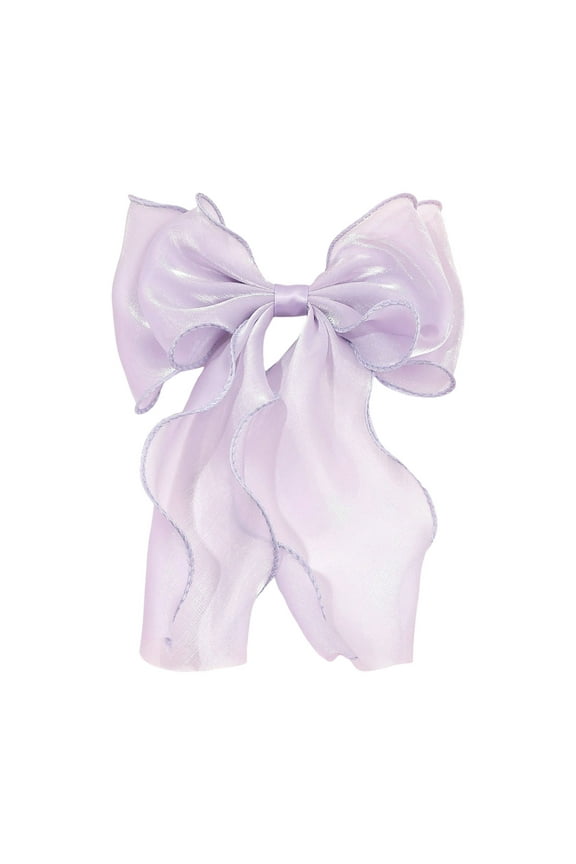 Large Silk Hair Bow - Blue, Long Tail, French Ribbon, for Women/Girls, Casual/Formal Occasions