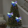 thumbnail image 1 of Large Silver Lighted Christmas Bows with Lights, 14" Transparent Bow Ribbon Pre-Lit Blue Wreath Bows Light up Christmas Tree Topper Decor, Glitter Snowflakes Finish Bows Wreath Indoor Outdoor Decor, 1 of 6