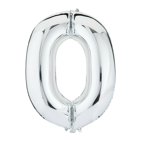 35" Silver Number 0 Foil Balloon, by Way To Celebrate