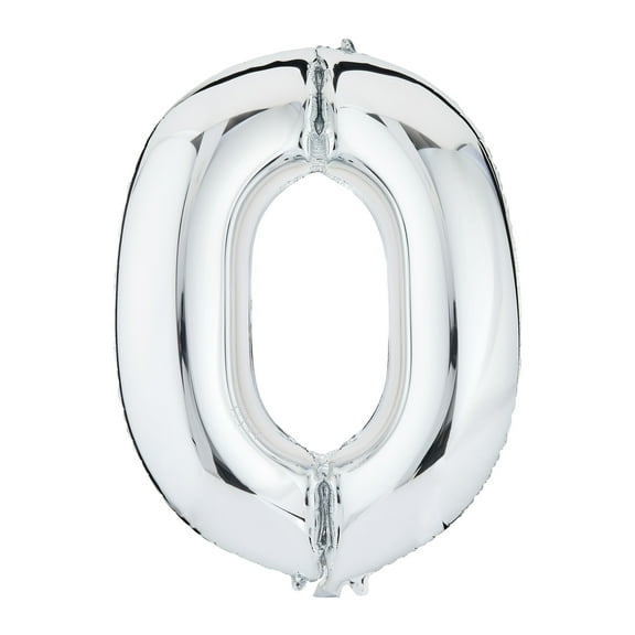 35" Silver Number 0 Foil Balloon, by Way To Celebrate