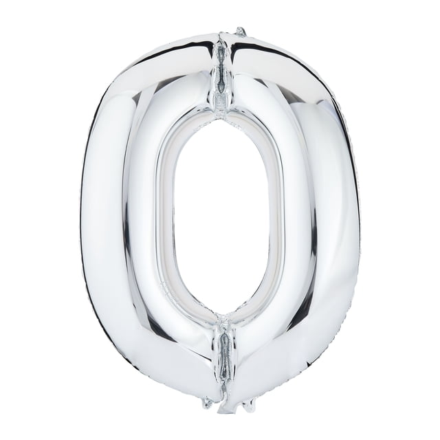35" Silver Number 0 Foil Balloon, by Way To Celebrate