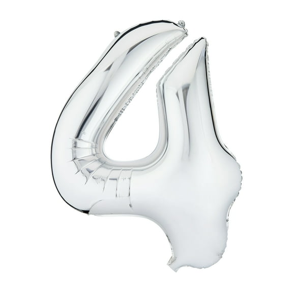 36" Silver Number 4 Foil Balloon, by Way To Celebrate