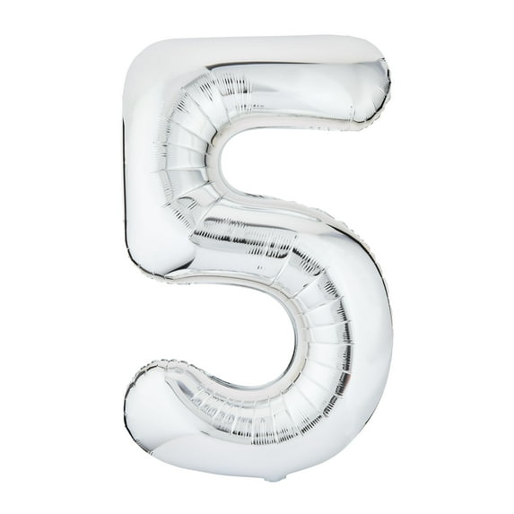 33" Silver Number 5 Foil Balloon, by Way To Celebrate
