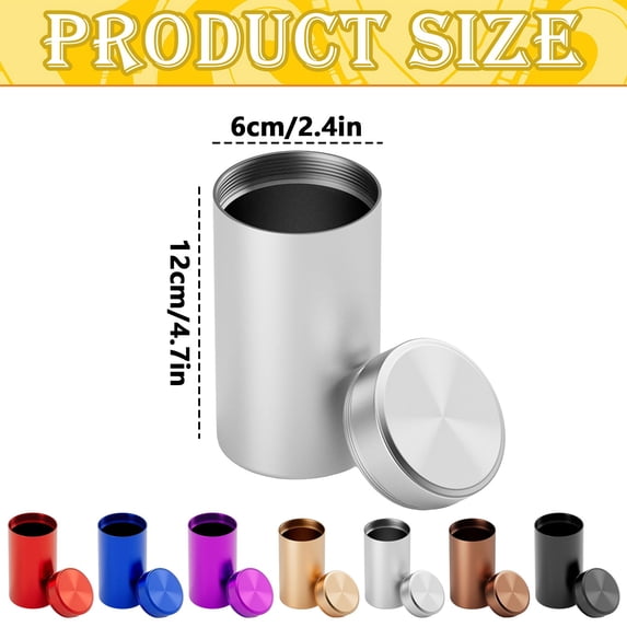 Large Silver Portable Aluminum Tea Canister, Airtight Sealed Tea Storage Container for Loose Leaf Tea Home Travel