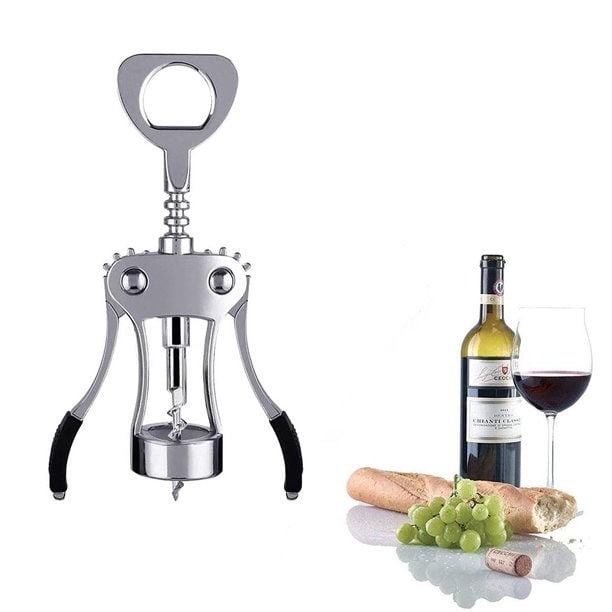  Wine Opener, jixik Multifunctional Zinc Alloy Wing Corkscrew  Wine Bottle Opener - Silver: Home & Kitchen