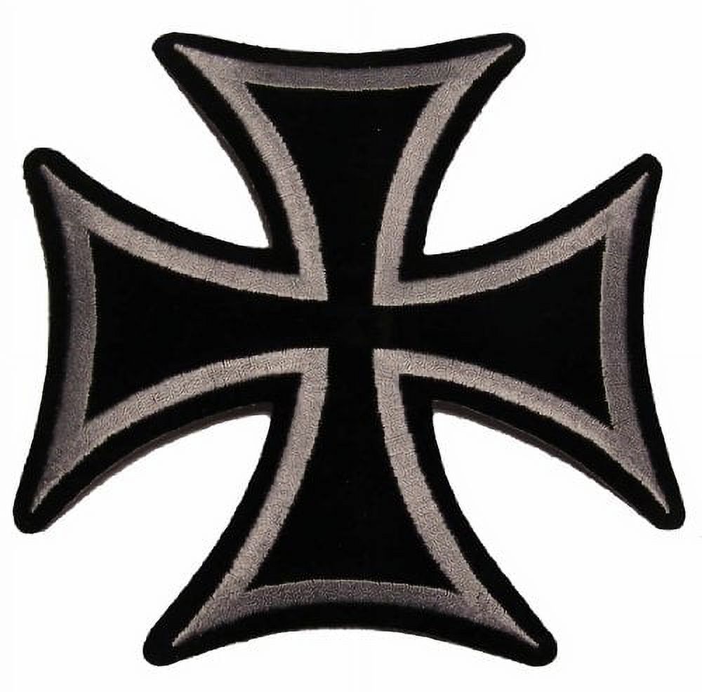 Large Silver and Black Maltese Cross Mortorcycle or Biker Patch