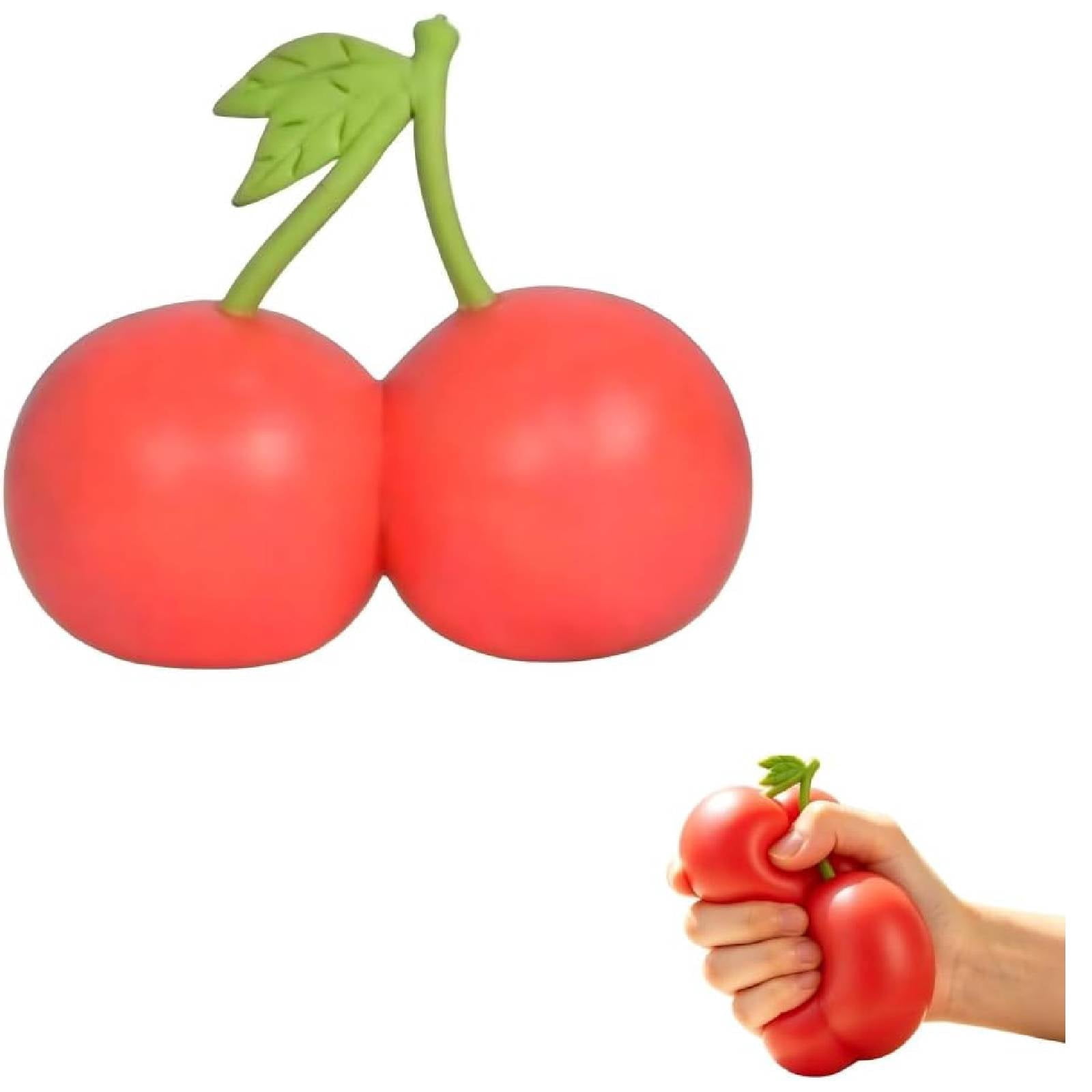Large Simulated Cherrys Fidgets Toys, Fruit Squeezed Cherries Slow Rebounding Squeezes Cherries, Squeezes Toys(B-cherry)