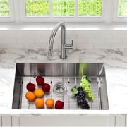 Large Single Bowl Undermount Kitchen Basin - 36x18x10 Inch 304 Stainless Steel, Brushed Finish, Soundproof, Scrape-Resistant, Bottom Grid & Drain, Modern Basin for Home or Bar