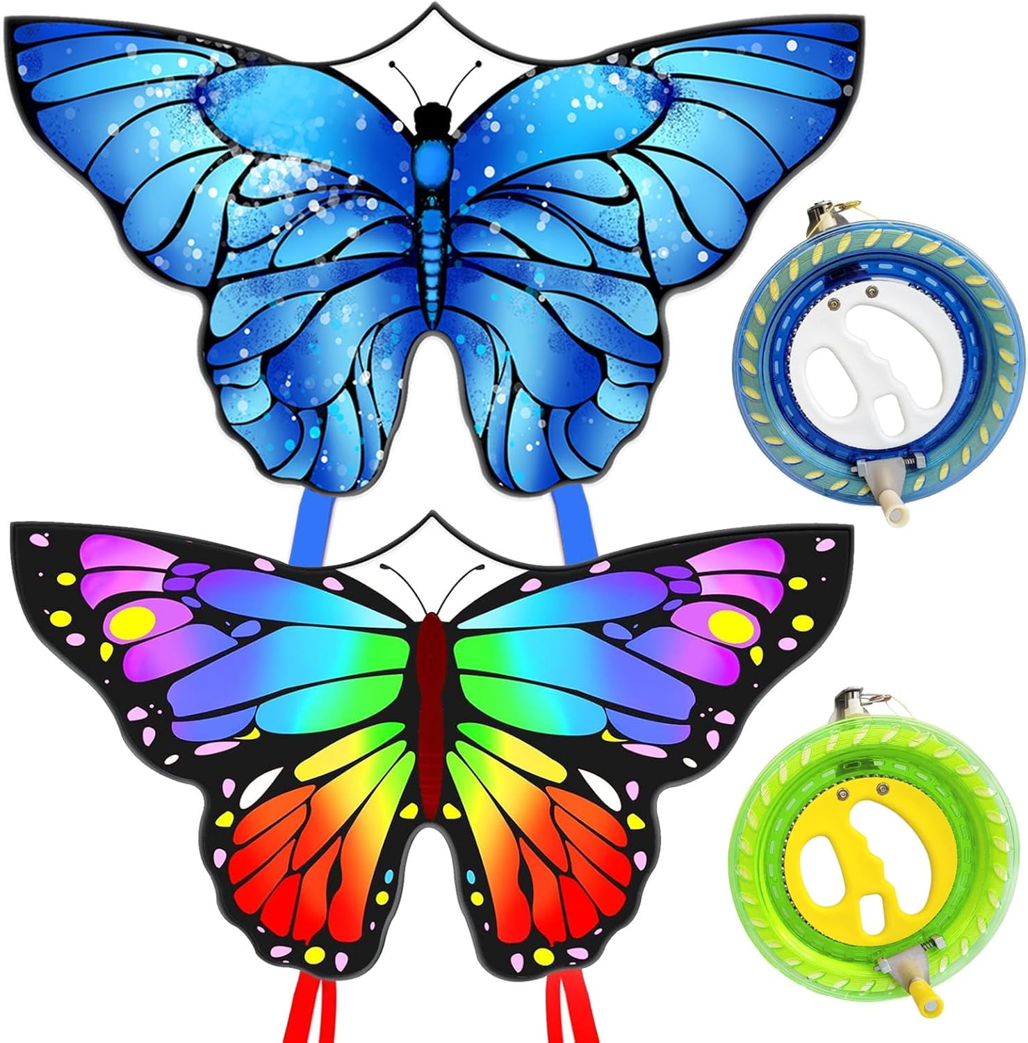 Large Single Line Butterfly Kite for Kids and Adults, Easy to Fly 55" x 28" Beach Kite for Beginners with 300ft String and Handle