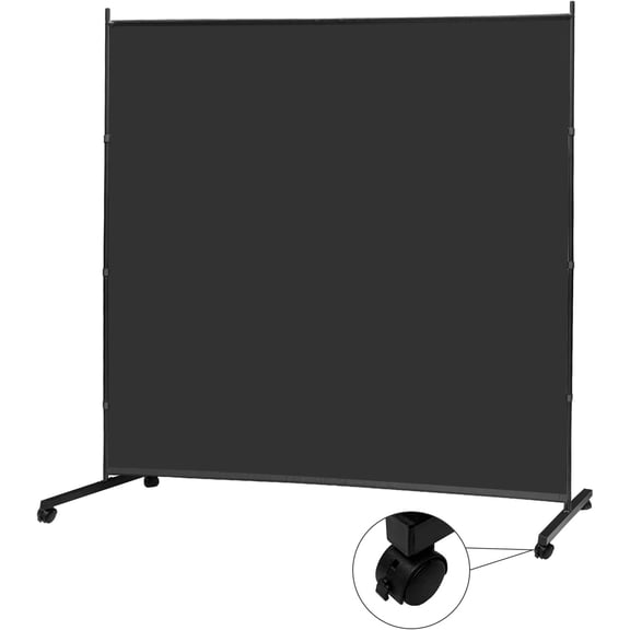 Large Single Panel Room Divider on Wheels, 71W x 75H Rolling Privacy Screen, Portable Wall Divider for Home Office Partition, Black