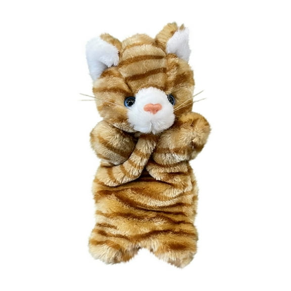 Large Single Plush Gloves Animal Hand Puppet Toys, 25Cm (9.8 Inches) Soft Plush Material For Kindergarten Early Education, Cat Design For Pretend Play And Imaginative Learning,