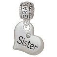thumbnail image 1 of Large ''Sister'' Heart with Clear Crystal - Grandmother Charm Bead, 1 of 1