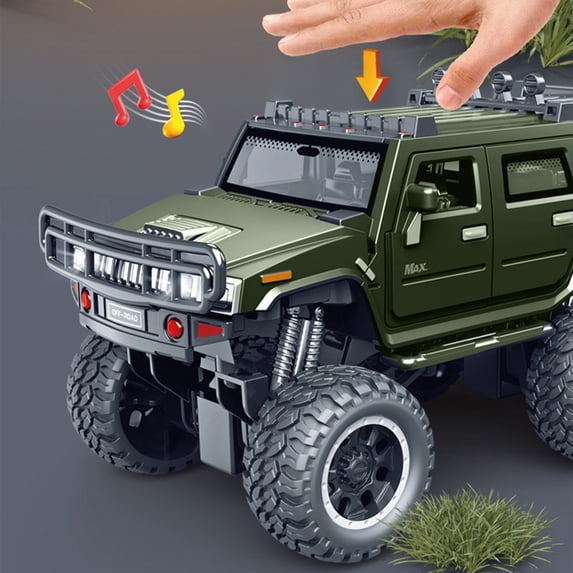 Large Six-Wheel Off-Road Toy Car for Kids with Inertia, Voice & Light Features, Openable Doors & Hood, Realistic Design, Durable Plastic, Educational Mechanical Toy Gift Green