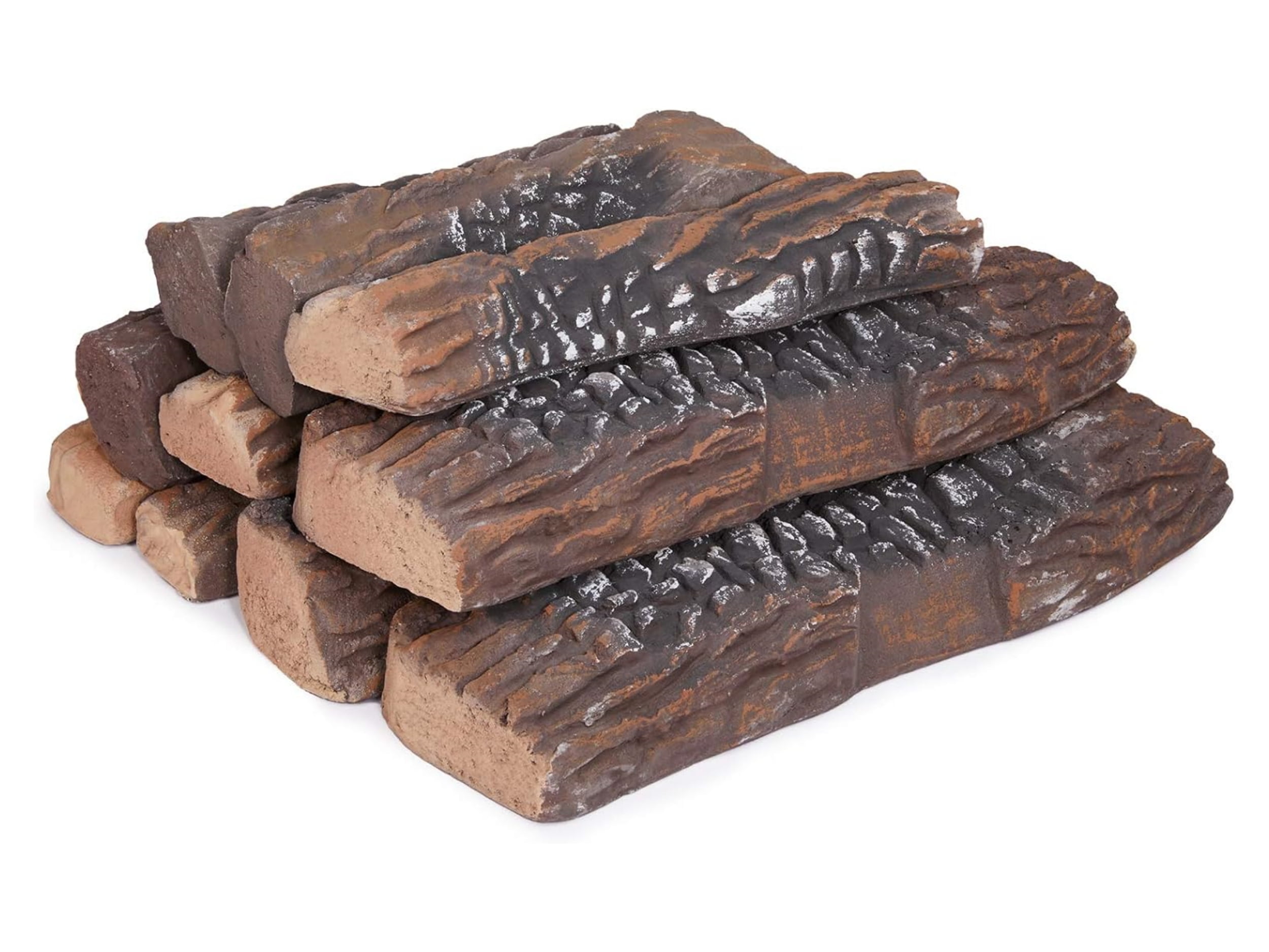 Large Size, 10Piece Vented Ceramic Logs for Indoor Natural Gas