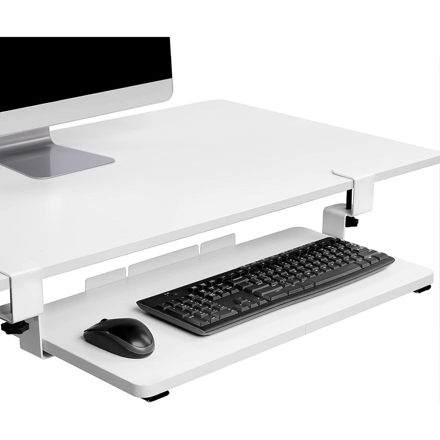 Large Size 25" Keyboard Tray Under Desk with C Clamp Mount Adjustable