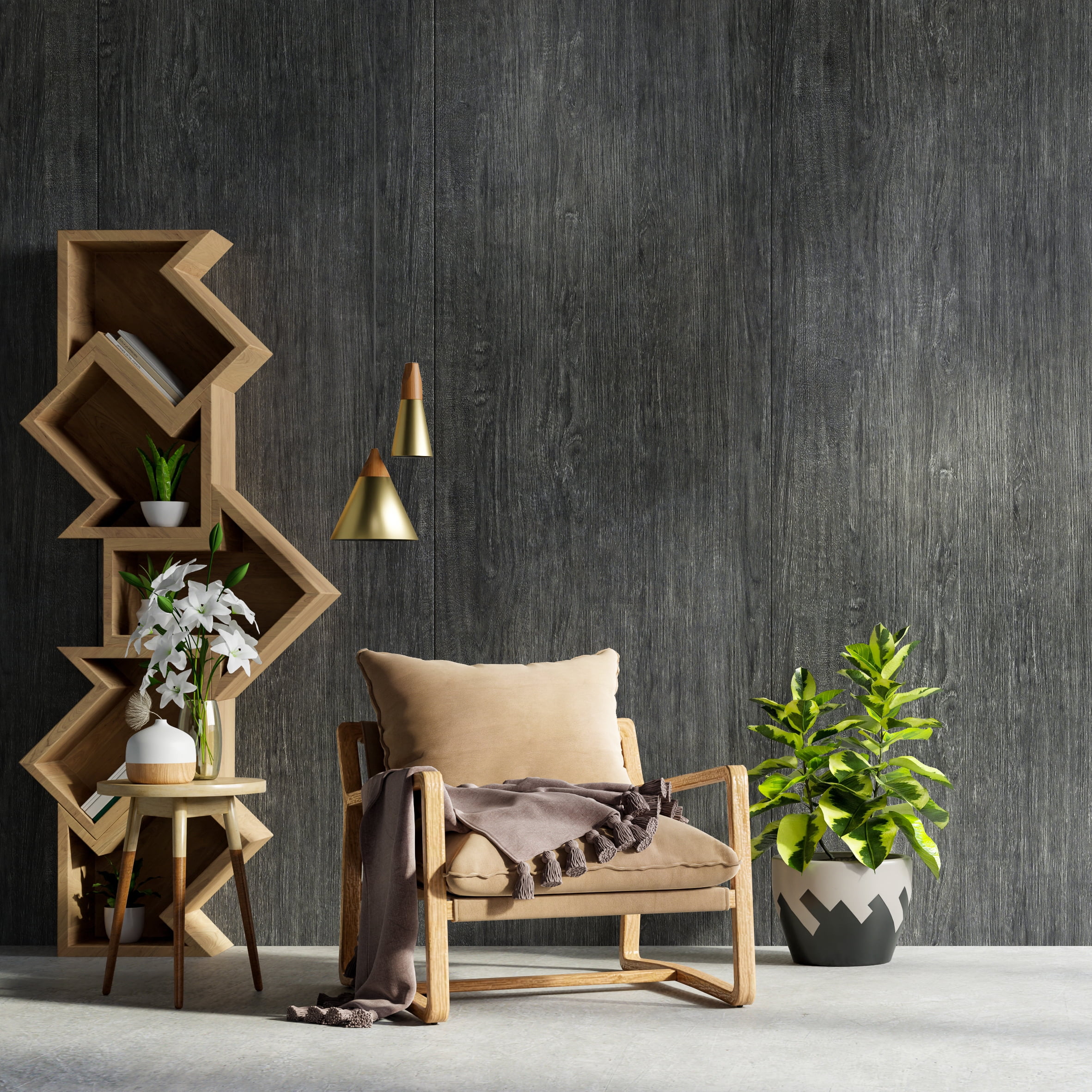 Large Size 30"x236" Dark Grey Peel and Stick Wood Wallpaper Wood Grain ...