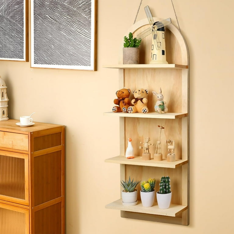 Large Size 4 Tiers Wooden Arched Wall Shelf Boho Curved Large Size 4 Tiers Wooden Arched Wall Shelf Boho Curved