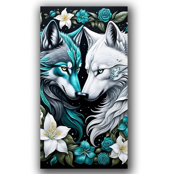 Large Size 40x70cm(15.7X27.5inch) Wolf Diamond Art Kits for Adults,Fantasy Animal Diamond Painting Kits,Full Round Drill Diamond Mosaic Kits, Diamond Dots for Beginner,Diy Crafts kits for Home decor