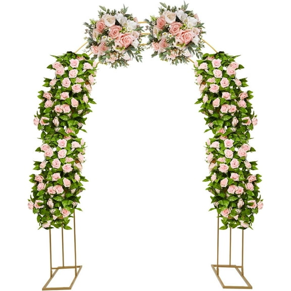 Large Size 8.53Ft Wedding Arch for Ceremony, Heavy Duty Climbing Flower Plant Garden Arch,Metal Arbor Trellis Backdrop Balloon Archway Decoration (Gold)