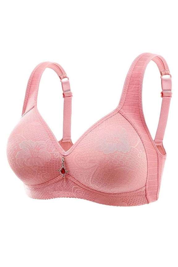Large Size Adjustable Push-Up Bra Breathable Full Cup Wireless Comfort for Everyday Wear Red,XXL
