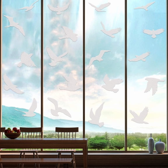 Large Size Anti-Collision Window Clings - Translucent/Dusted Bird Deterrent for Doors, Windows & Glass