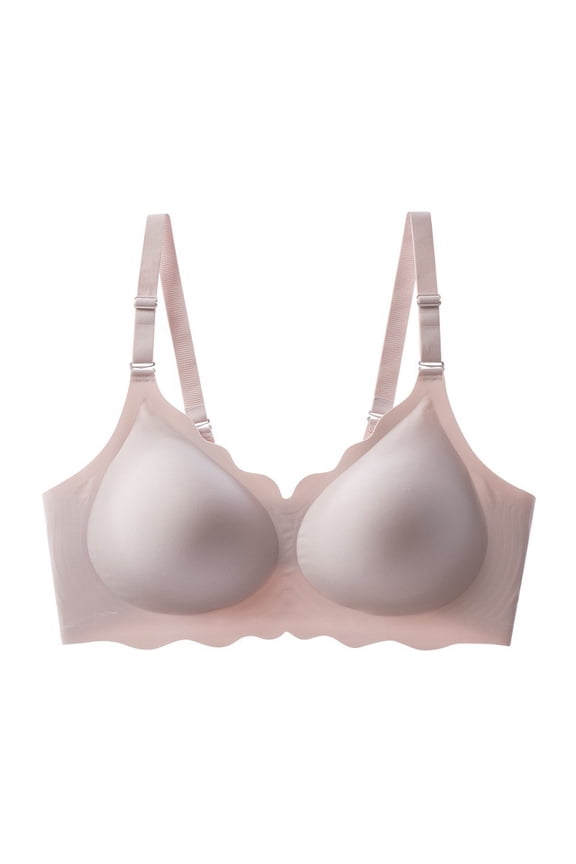 Large Size Bra Seamless Wave Jelly Comfortable Soft Support Nylon Fabric 3/4 Cup Removable Strap Three Row Buckle Closure