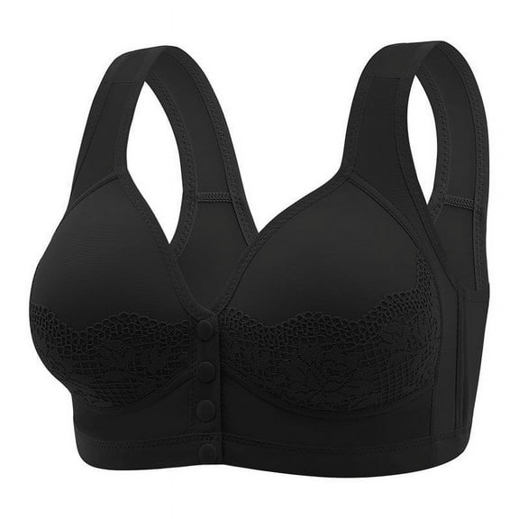 Large Size Bras for Women Open Closure Button Comfort Lightly Wirefree Bralettes Ladies Elder Full Coverage Push up Bra