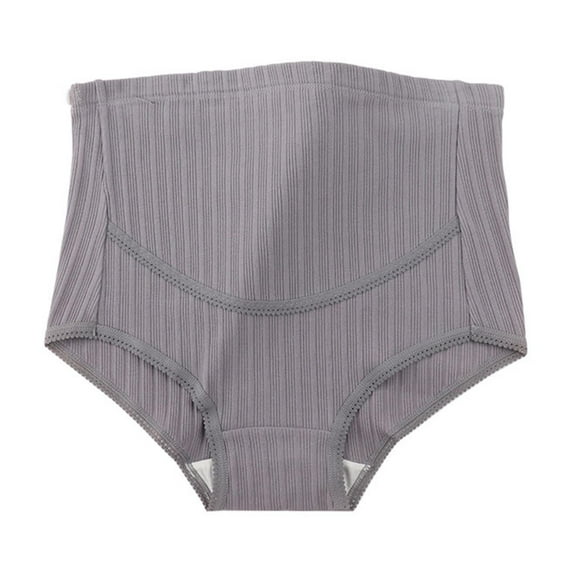 Large Size Briefs for Women High Waist Belt-Support Panties Solid Color Cotton Briefs Adjustable Maternity Underwear