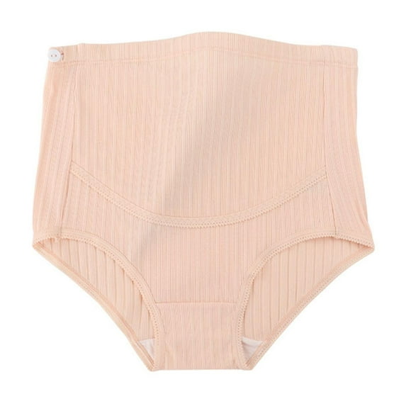 Large Size Briefs for Women High Waist Belt-Support Panties Solid Color Cotton Briefs Adjustable Maternity Underwear