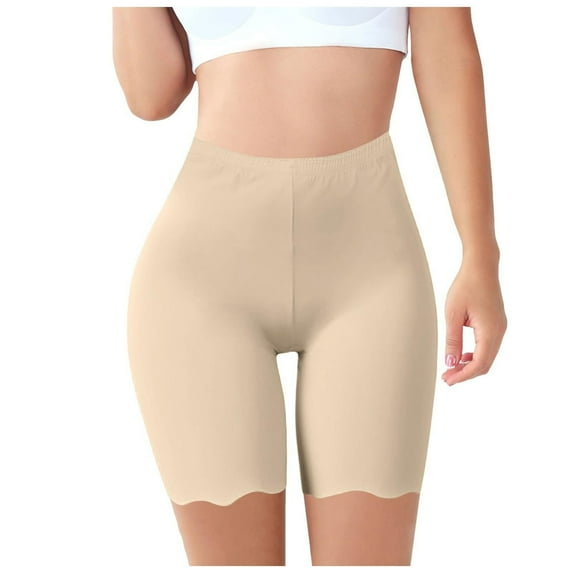 Large Size Capri for Women Ice Silk Wave Edge Seamless Pants Solid Color Shorts Five Feet Leggings