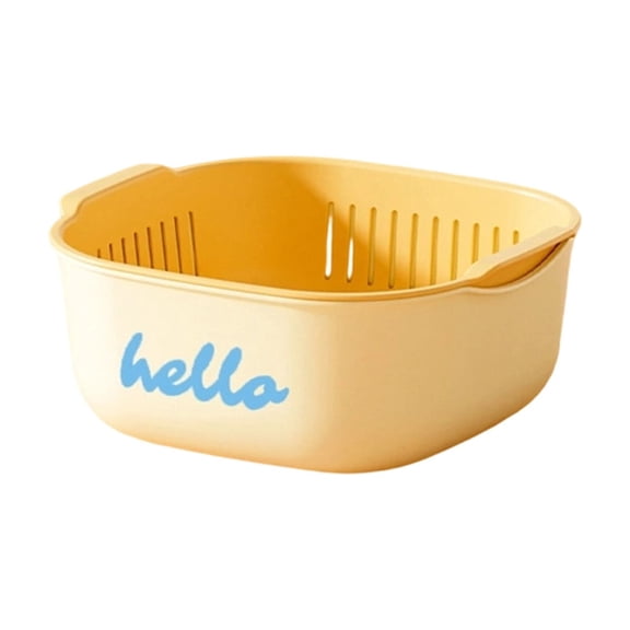 Yellow Double-Decor Drainage Tray and Kitchen Caddy, Handy Organizer for Air-Drying Dishes and Storing Dry Goods, Bright and Cheerful Addition to Countertop Organization and Decor