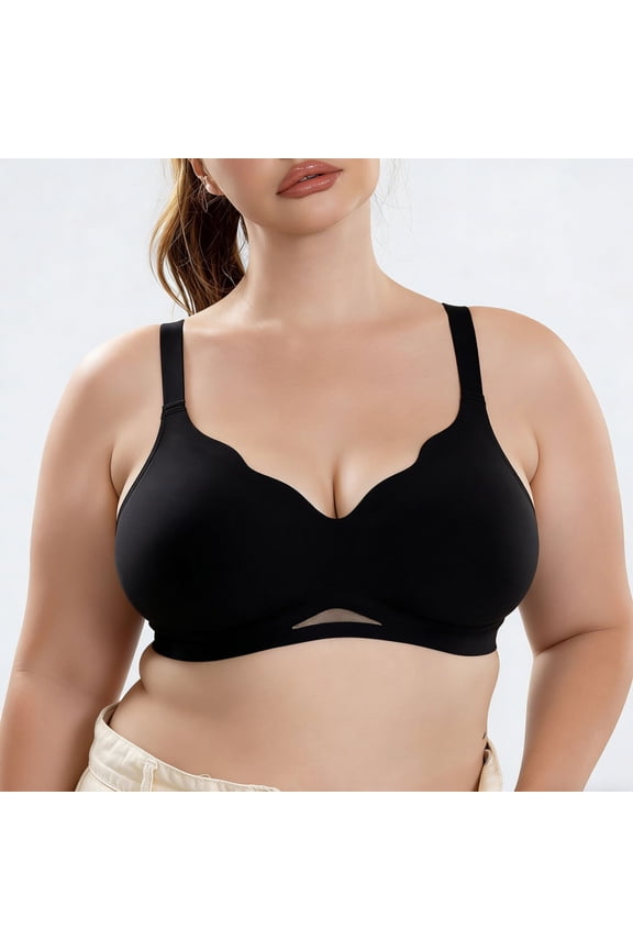 Large Size Comfortable Bra Without Steel Ring Gathered With Top Support And Large Chest Bra