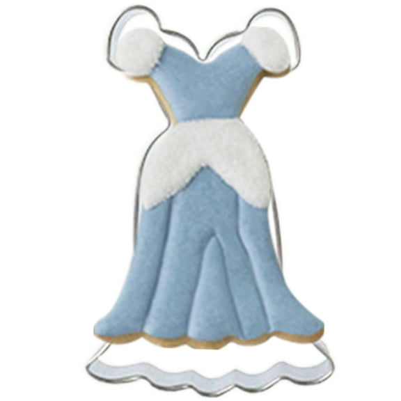 Large Size Dress Shaped Cookie Cutter, Stainless Steel Short Sleeved Wedding Dress Princess Dress Cookie Cutter, 4.9 Inches