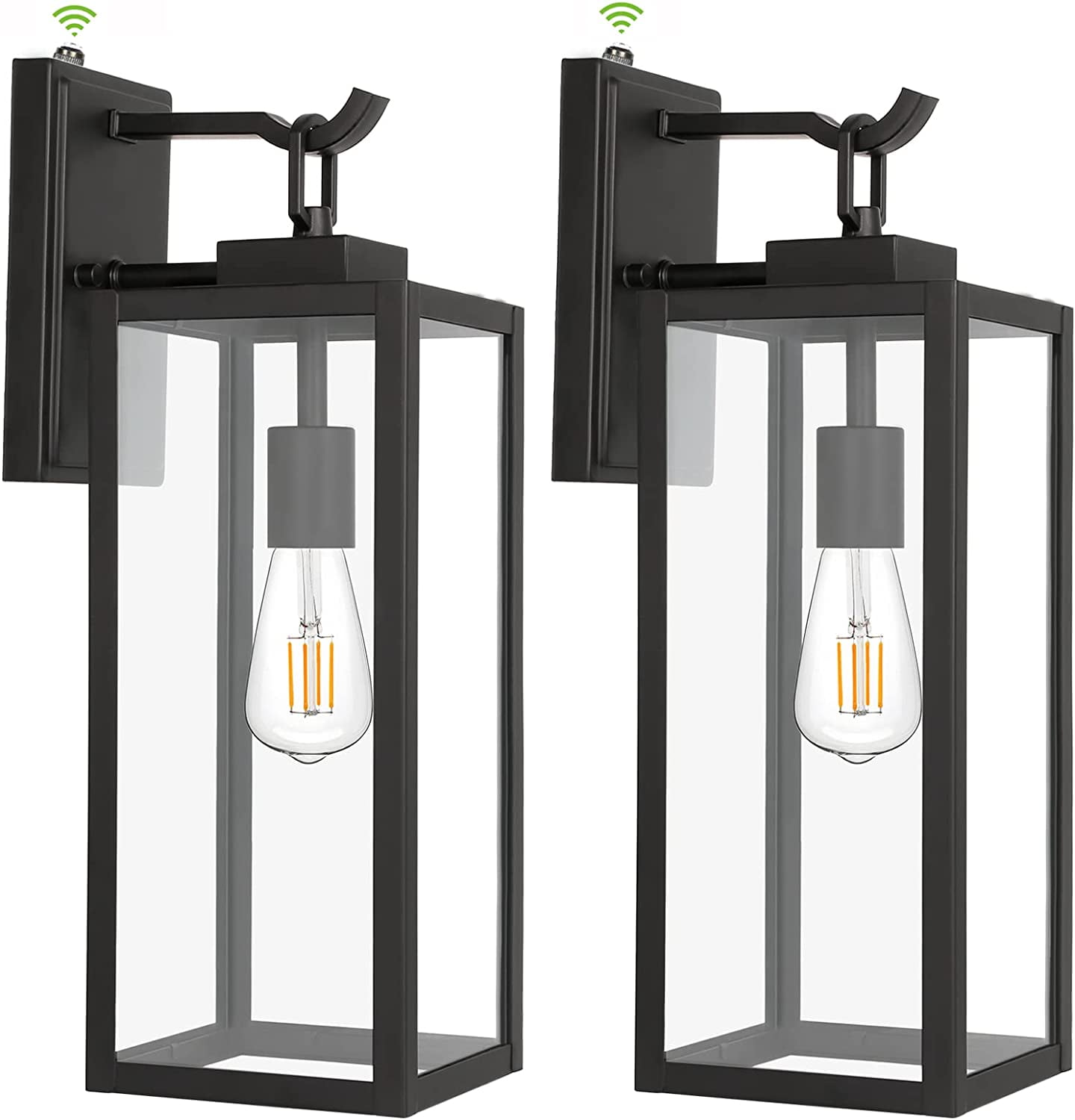 Large Size Dusk to Dawn Outdoor Wall Lanterns, 18 Inch Outdoor Wall Light Fixtures, Matte Black Porch Lights, Exterior Wall Lighting, Anti-Rust Architectural Outdoor Sconces, ETL Listed, 2 Pack