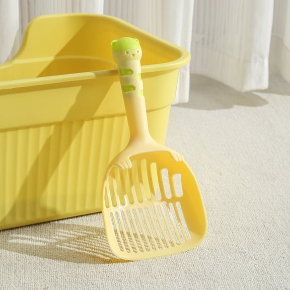 Large Size Fine Mesh Cat Litter Scoop, Thickened Pick Up Shovel for Clumping and Tofu Litter, Heavy Duty for Daily Cleaning, Yellow