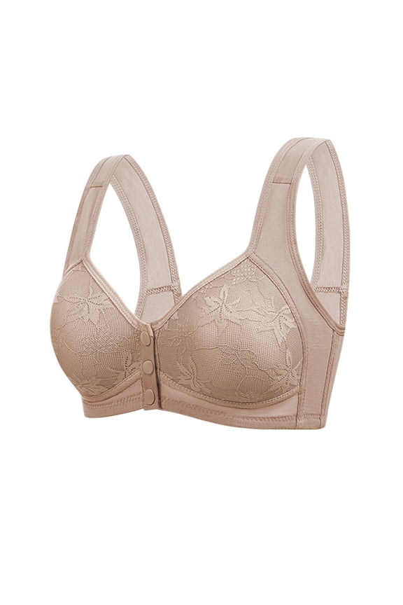 Large Size Front Closure Non-Wire Bra for Women with Breathable Fabric and Support for Daily Wear