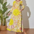 thumbnail image 1 of Large Size Happy Suns Floral Summer Vibe Long Sleeved Dress Women Dress for Parties Elegant Chic Evening Dresses, 1 of 7