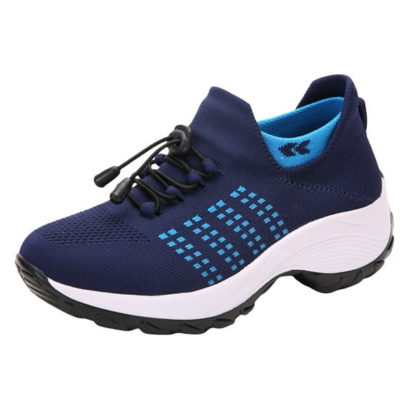 Large Size High Elastic New Round Toe Flat Casual Women's Shoes Breathable Shoes for Women Trendy Lightweight Border Socks Shoes Lightweight Women's Shoes Casual Shoes for Women 8